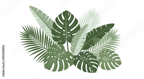 A single, vibrant green tropical leaf delicately placed against a clean white backdrop creates a sense of freshness and natural beauty, ideal for mark