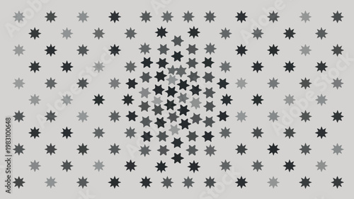 A grayscale pattern of star shapes arranged in a grid with varying intensity and central focus