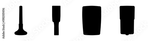 Set of four black smart home energy monitoring devices on white background