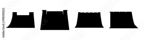 Silhouette of city skyline with industrial buildings at dusk minimalist vector