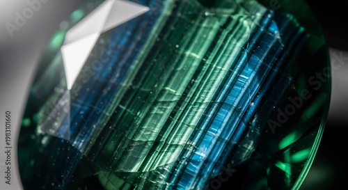 close-up of a green tourmaline gemstone with blue undertones