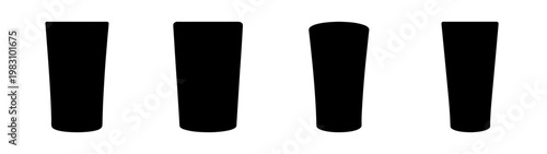 set of four black minimalist cylindrical shapes on white background