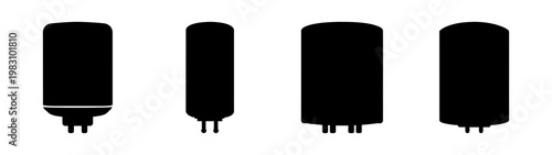 set of four modern smart water heater icons in flat design style