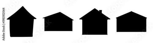 minimalist black house icons set on white background vector illustration