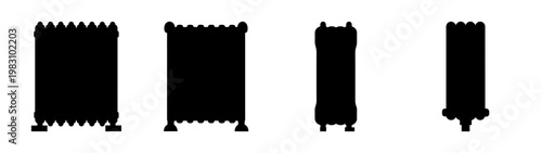 modern black radiator icons set for energy efficient heating design