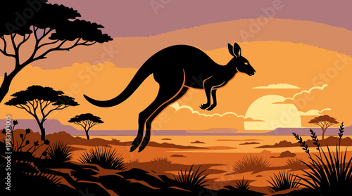 Kangaroo jumping in mid air freely.