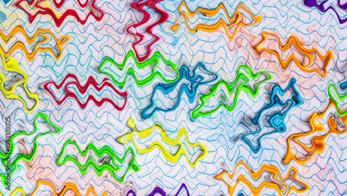 Clips de colores variados sobre una libreta con hojas cuadriculadas, creado con Photoshop.