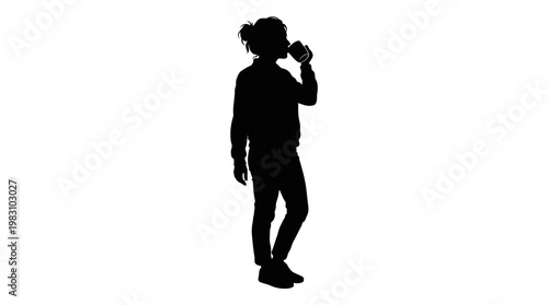 Silhouette of a man talking.