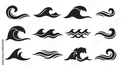 Black wave icons on white background.
