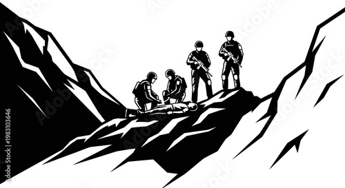 Military Rescue Operation in Mountainous Terrain