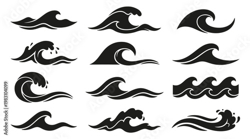 Collection of wave graphics icons.