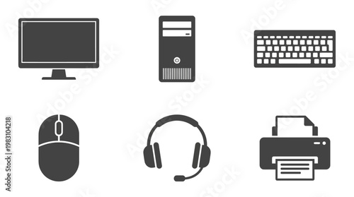 Fotografía Computer peripheral devices on white background.