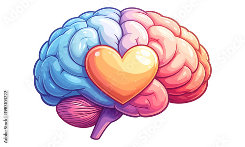 Brain with Heart Icon – Mental Health Awareness