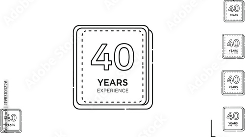40 Years Experience Anniversary Badge with Embossed Stamp Style for Business Milestones