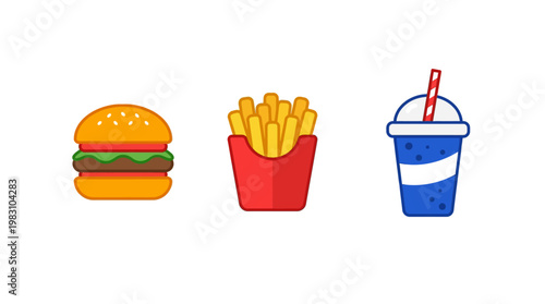 Fast Food Meal with Burger Fries.