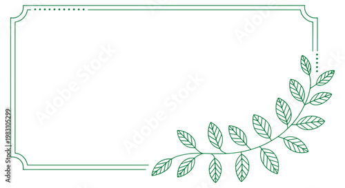 An elegant frame with a delicate green leafy branch extending from the corner