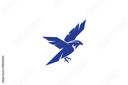 Blue eagle flight silhouette logo for professional aviation and corporate leadership brand identity
