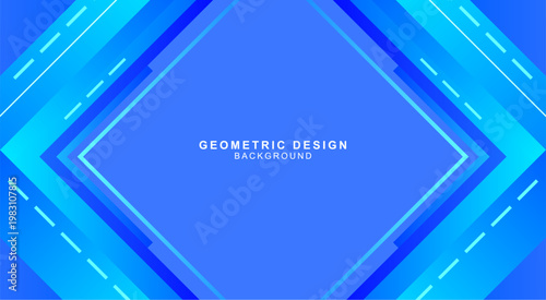青色のグラデーションで組み合わせた幾何学的なフレーム素材