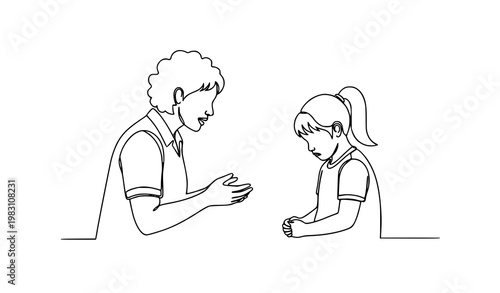 Minimal one line therapist counseling girl mental health support vector illustration isolated