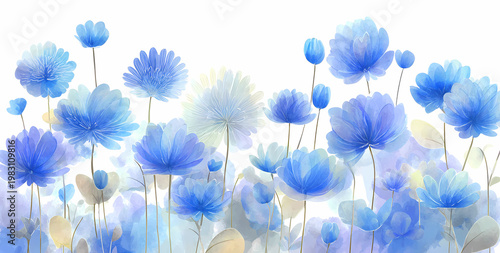 Arrière-plan floral abstrait à l'aquarelle bleue et dorée pour design d'invitation élégant