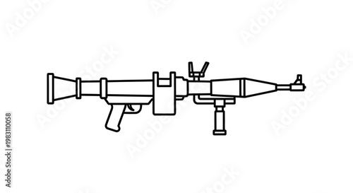 Rocket Launcher Weapon Icon, Military Bazooka Gun, Vector Illustration
