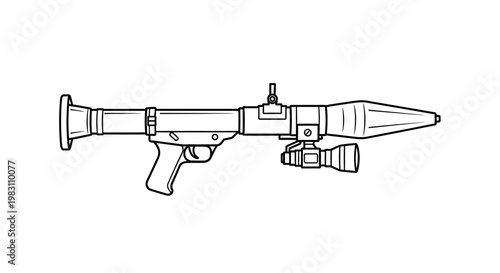 Rocket Launcher Weapon Illustration - Military Equipment Line Art