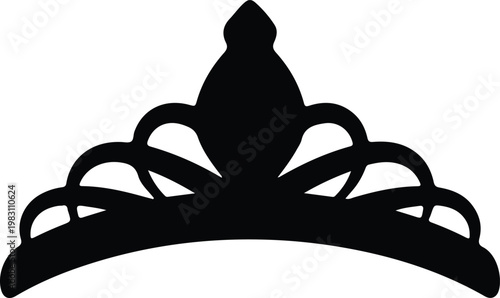 Silhouette elegant princess tiara jewelry crown isolated on white background vector design