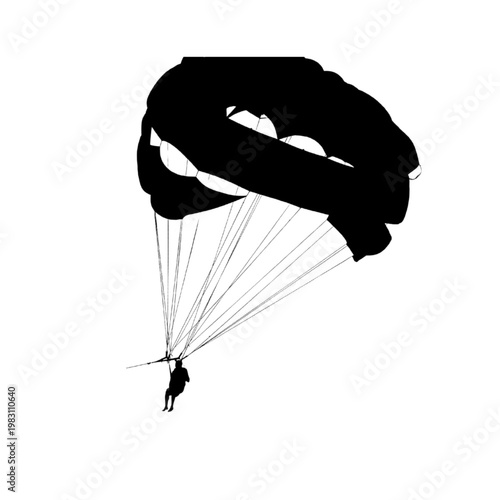 Silhouette of Skydiver Parachute Jump.