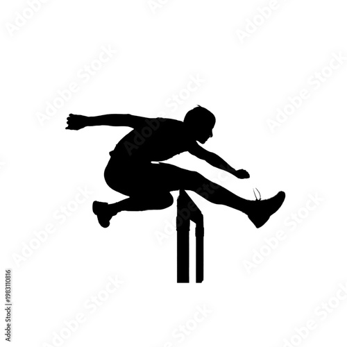 Hurdle Runner Silhouette in Action.