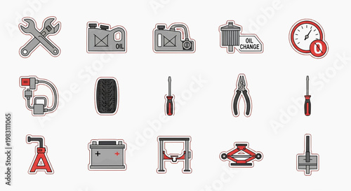 A collection of various tools and equipment neatly arranged on a surface for industry work.