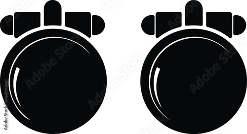 Silhouette minimalist classic alarm clock wake up time icon vector design