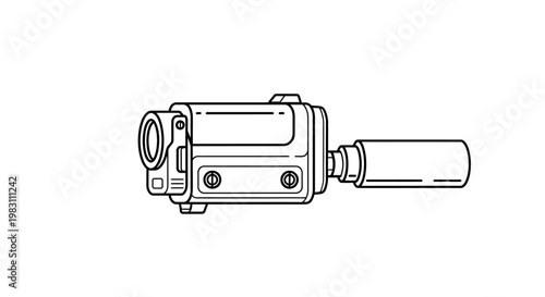 Vintage Handheld Video Camera with Microphone Attachment