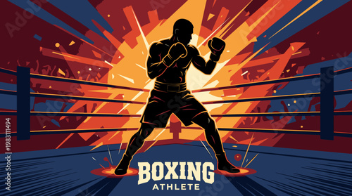 Boxer athlete in fighting stance ready.