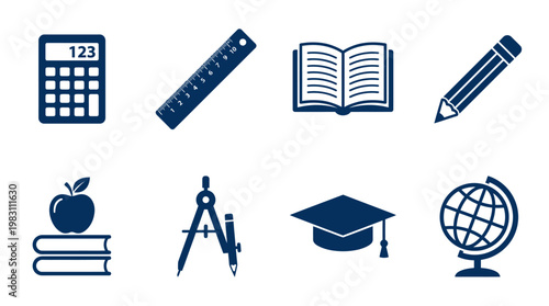 Education icons with school supplies.