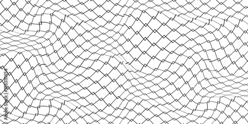 Steel wire chain link fence seamless pattern. Metal lattice with rhombus, diamond shape silhouette. Grid fence background.
