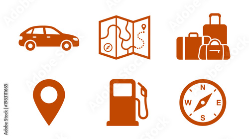 Travel Navigation Icons Set.