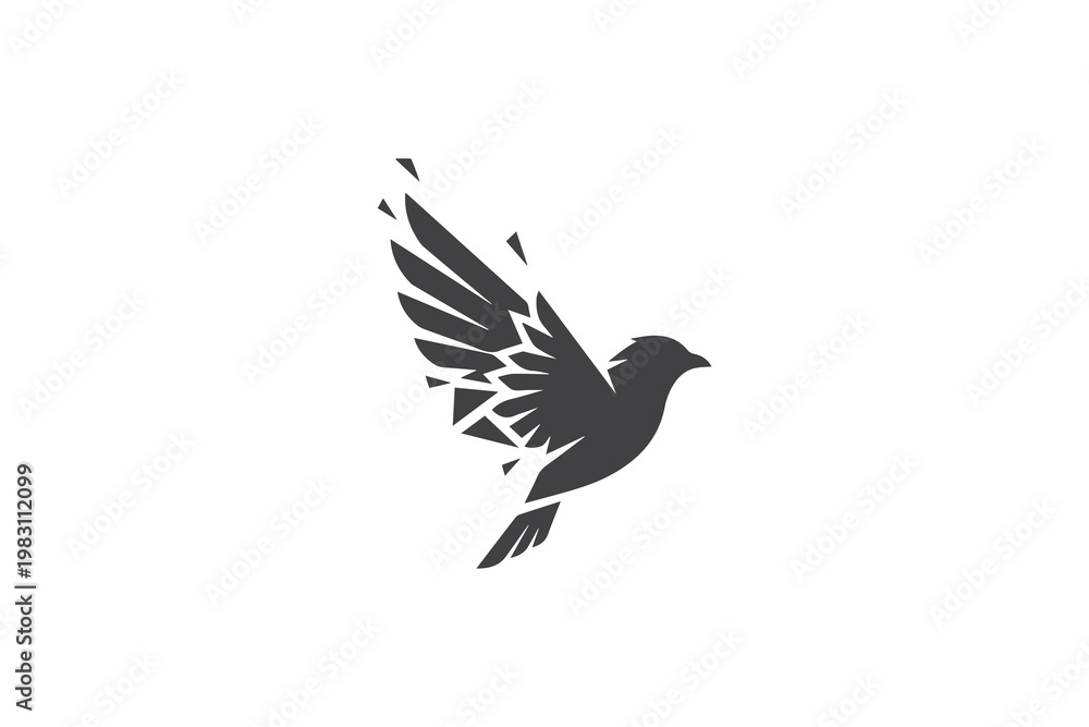 Fototapeta premium Artistic bird flight silhouette logo for creative studio and nature inspired brand identity