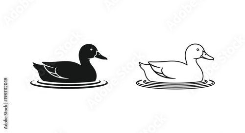 Black and White Ducks Illustration Vector Art Vector