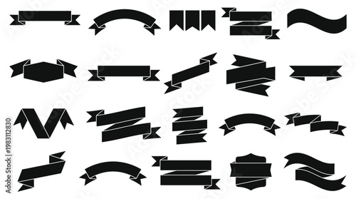 Collection of black banner ribbons.