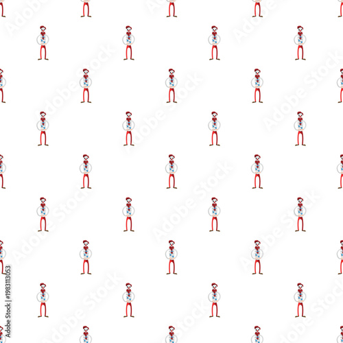 Clowns performing in a repeating pattern for a seamless circus entertainment background
