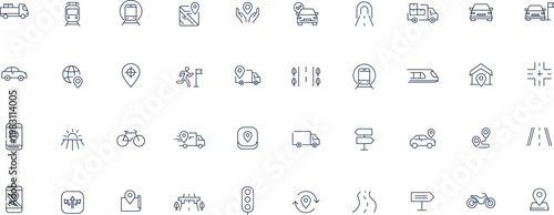 Road icons set Pixel perfect. Address, transport , car,
