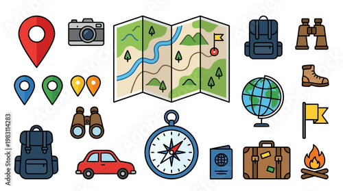 Travel icons and symbols collection.