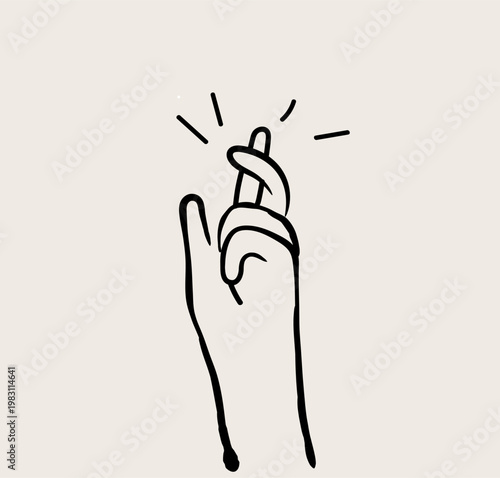 Crossed Fingers for Good Luck and Hope Concept Minimalist Hand Drawn Doodle Vector Illustration