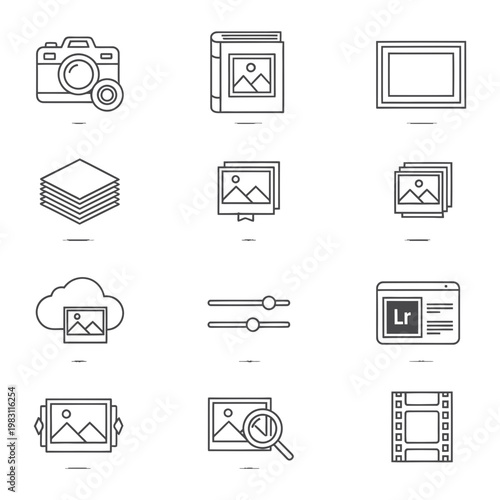 Schilderij op canvas Photo editing and image management icons
