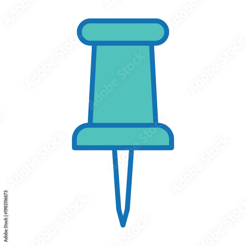 Blue Push Pin Icon Isolated on White Background for Office Stationery and Organization Concepts