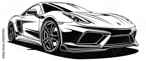 Modern black sports car silhouette with sleek futuristic design.