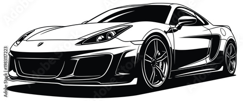 Modern black sports car silhouette with sleek futuristic design.