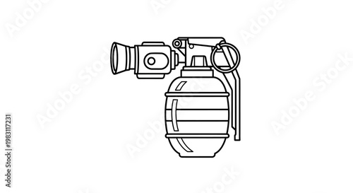 Explosive Camera Grenade Icon: Creative Concept of Media Warfare and Information Bomb