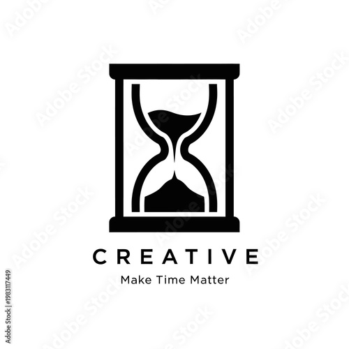 Black Hourglass Icon with Creative Text.