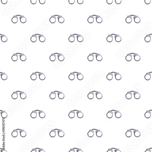 Handcuffs repeating as a seamless pattern, symbolizing themes of crime, arrest, and security